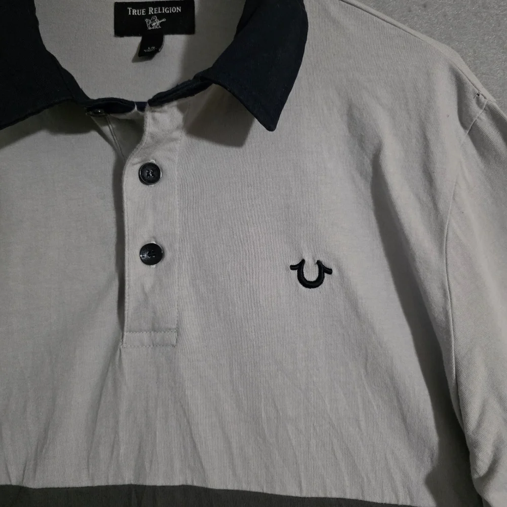 True Religion Mens Color Block Rugby Shirt 100% Cotton 104933 Size Large